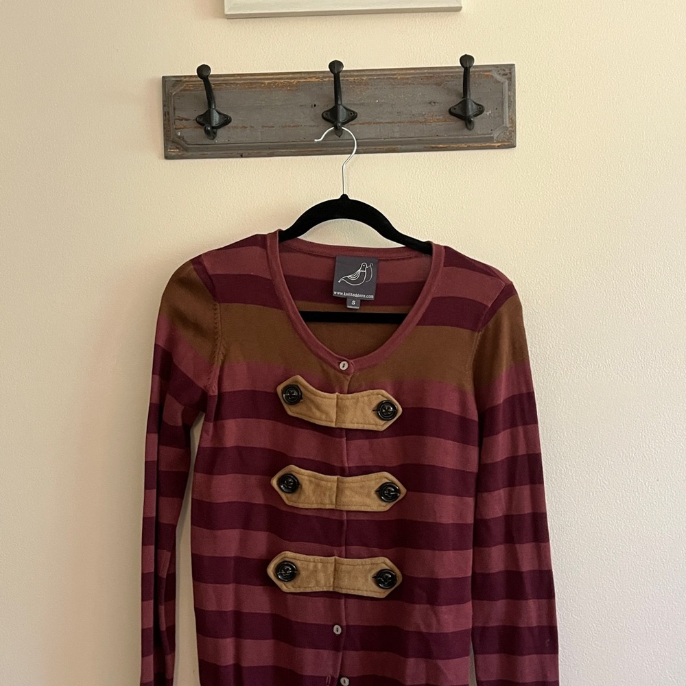 Striped Burgundy and Brown Cardigan